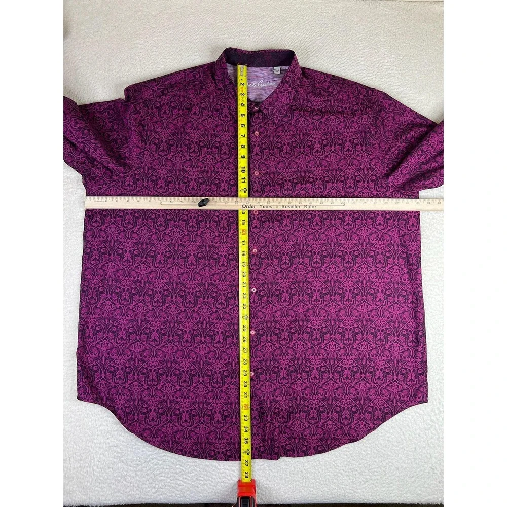 Robert Graham Shirt Mens 3XLT Purple Floral Cotton Long Sleeve Button Up - Picture 7 of 8